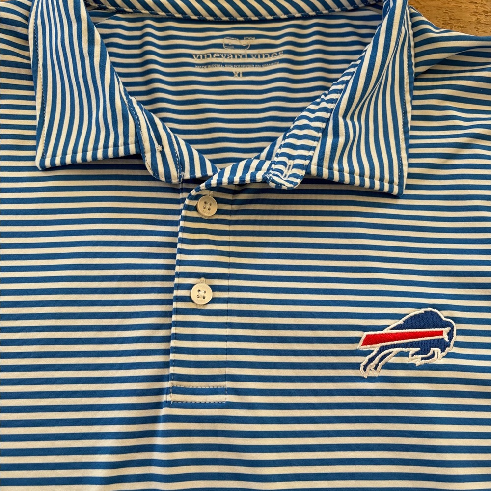 Vineyard Vines Buffalo Bills Striped Polo Shirt - Royal Blue & White XL